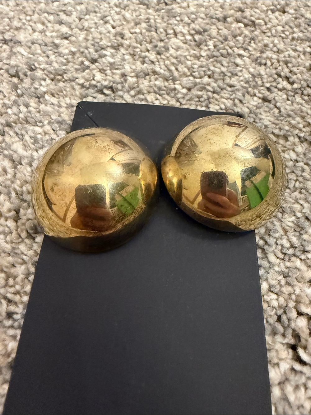 Gold Tone Dome Statement Earrings Women’s Jewelry - Picture 5 of 8